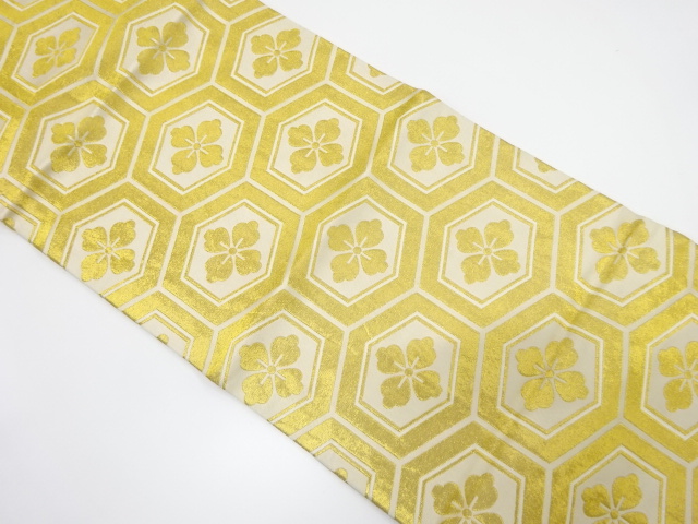 アンティーク　花亀甲模様織り出し　踊り帯（着用可）